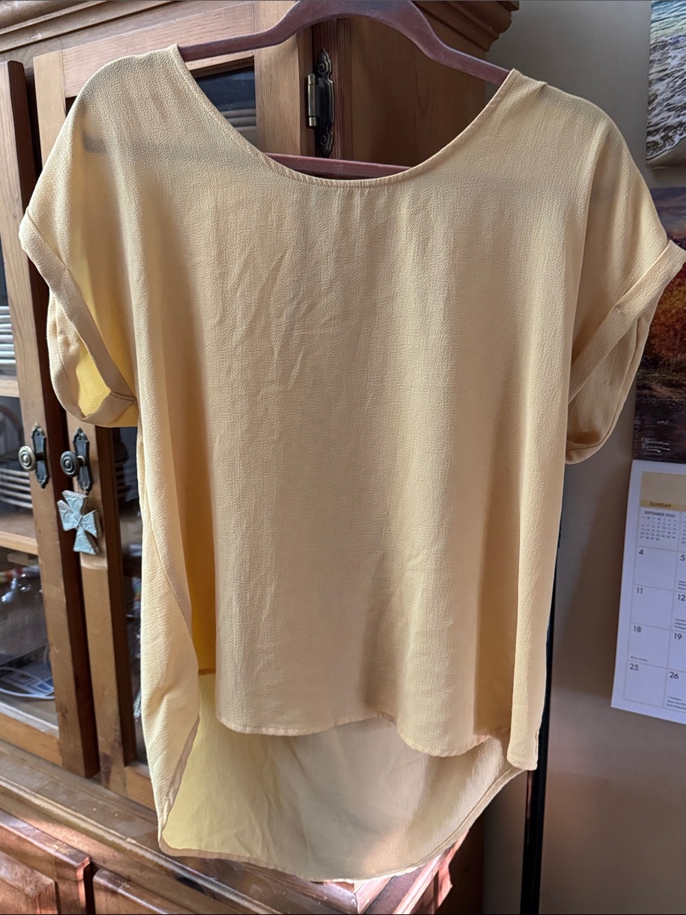 Pink Rose Pale Yellow High-Low Blouse